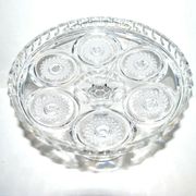 Coupe sur pied tarte compotier en cristal moulé à étoiles en médaillon