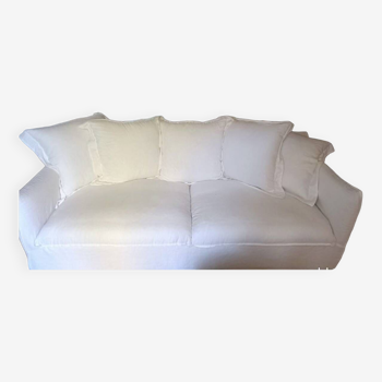 White washed linen sofa