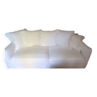 White washed linen sofa