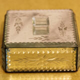 Beveled glass box, engraved.