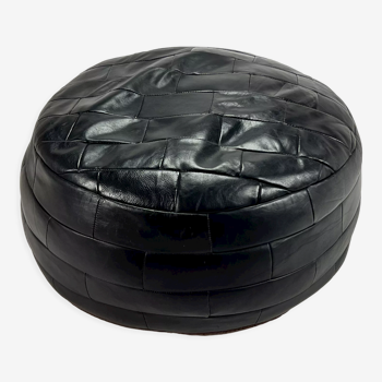 Pouf en cuir vintage patchwork, 1970