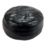 Vintage leather patchwork pouf, 1970
