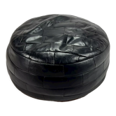 Vintage leather patchwork pouf, 1970