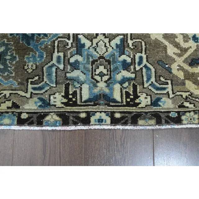 1960s Vintage Persian Handmade Wool Cotton Brown Area Rug 278x354