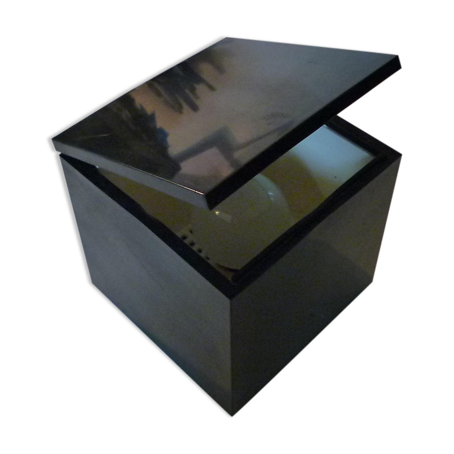 Cuboluce Cini & Nils black cube lamp, EO Opi 70s