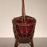 Old vintage rattan basket worker