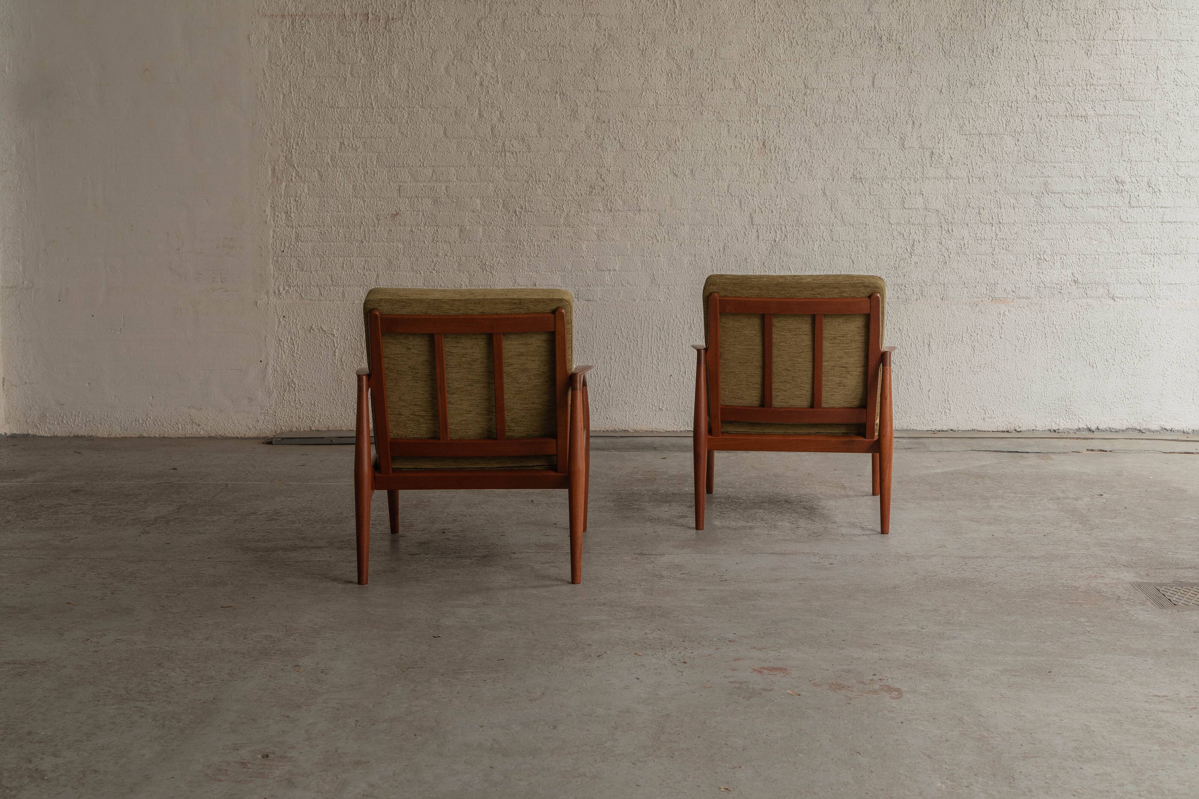Set of 2 paperknife easy chairs by Kai Kristiansen, Denmark, 1960's