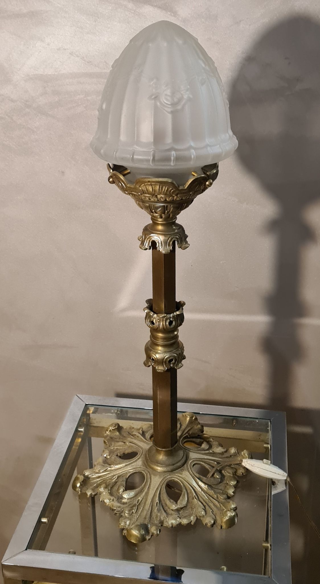 large bronze lamp napoleon iii sculpted globe molded opaque 54x22
