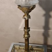 large bronze lamp napoleon iii sculpted globe molded opaque 54x22