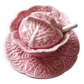 Pink slip mustard pot, Bordallo Pinheiro, Portugal