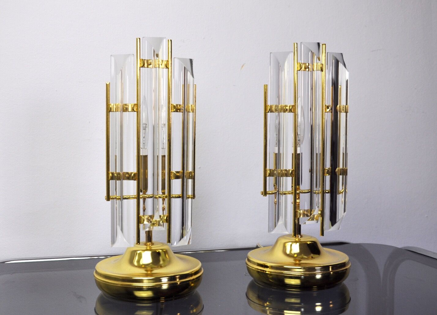 Paire de lampes Triedi Murano, Italie, 1970