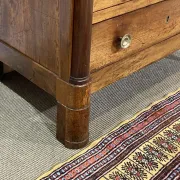 19th-century Empire commode in walnut with a grey St Anne marble top.