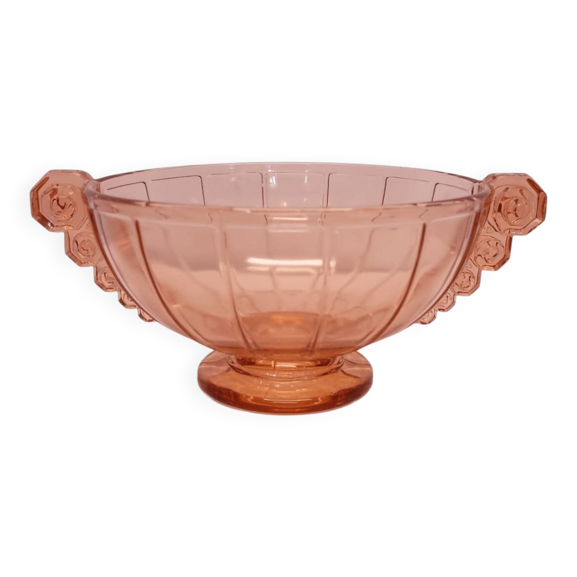 Art Deco pink glass fruit bowl