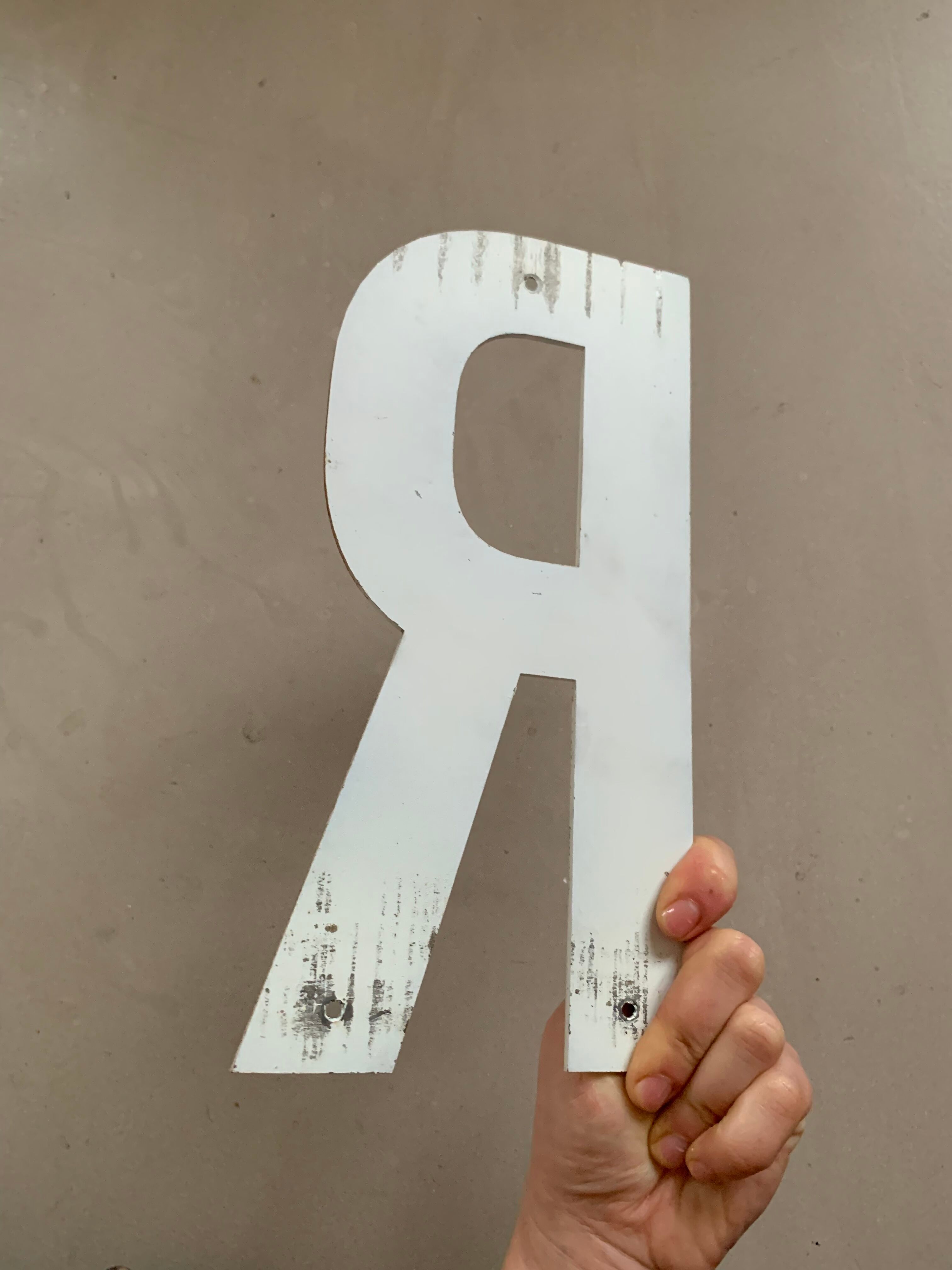 Old sign letter R / 27cm