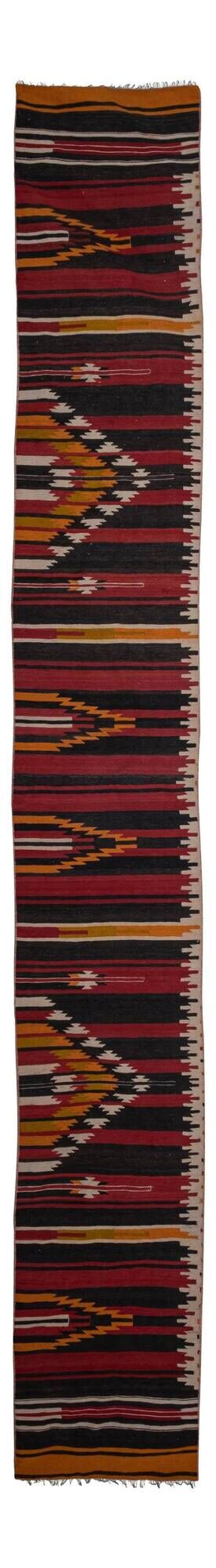 Vintage Turkish hallway rug 60x447 cm