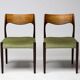 Pair of chairs Model No 71 by Niels Møller in teak and moss green velvet, 1960.