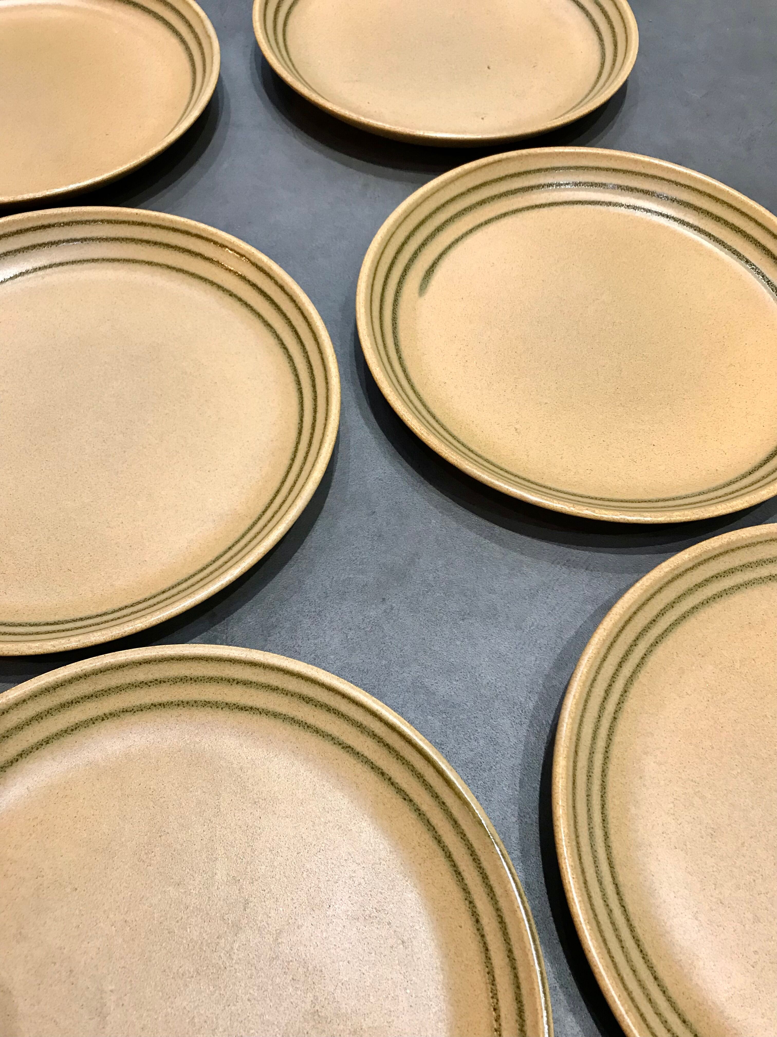 Lot 10 plates flat vintage sandstone workshop art Sarreguemines