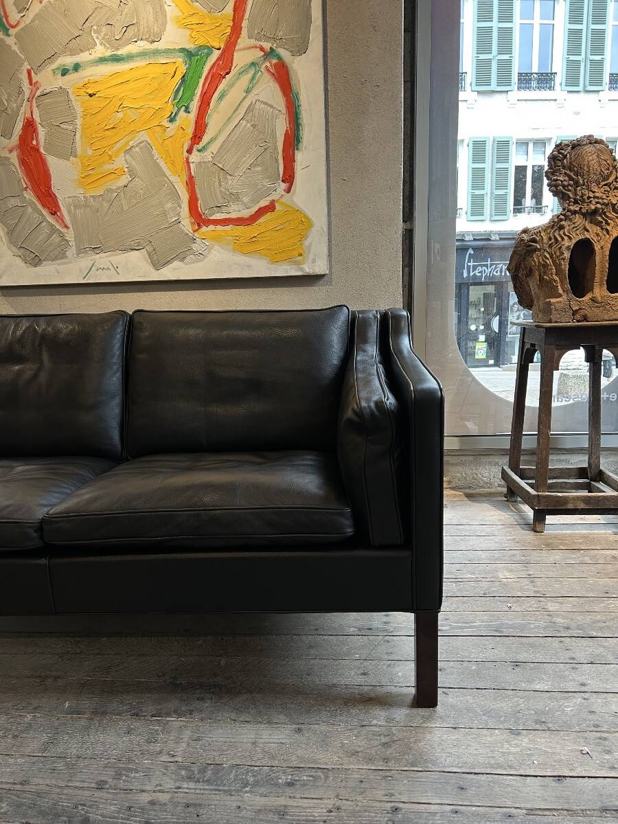 Borge Mogensen - 2-seater black leather sofa