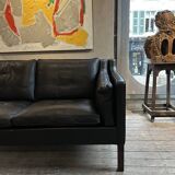 Borge Mogensen - 2-seater black leather sofa