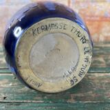 Blue & green glazed ceramic vase Art Nouveau style
