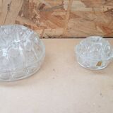 Pair old vase pique flowers molded glass made in france vintage