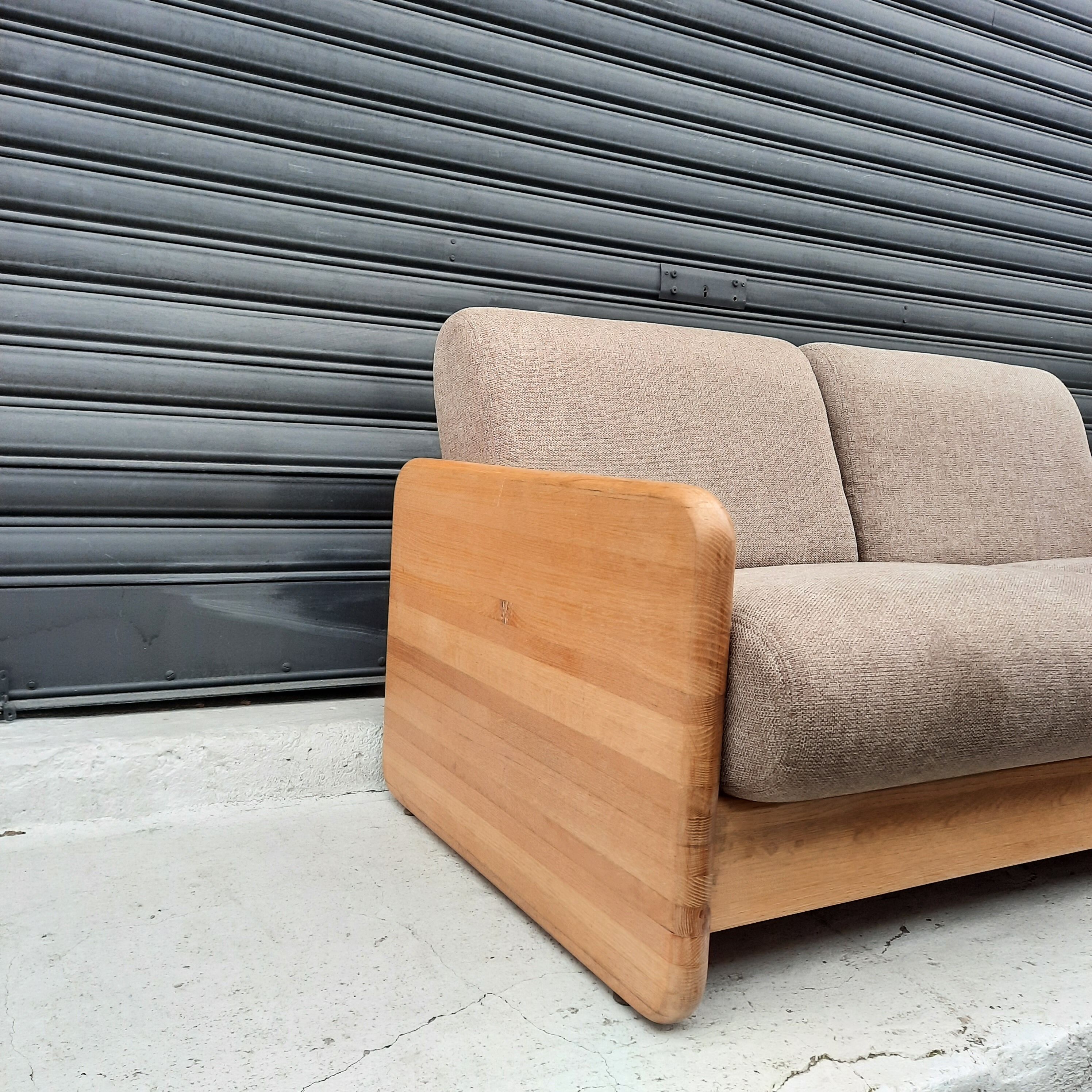 Sofa 2 places blond oak USA 1980