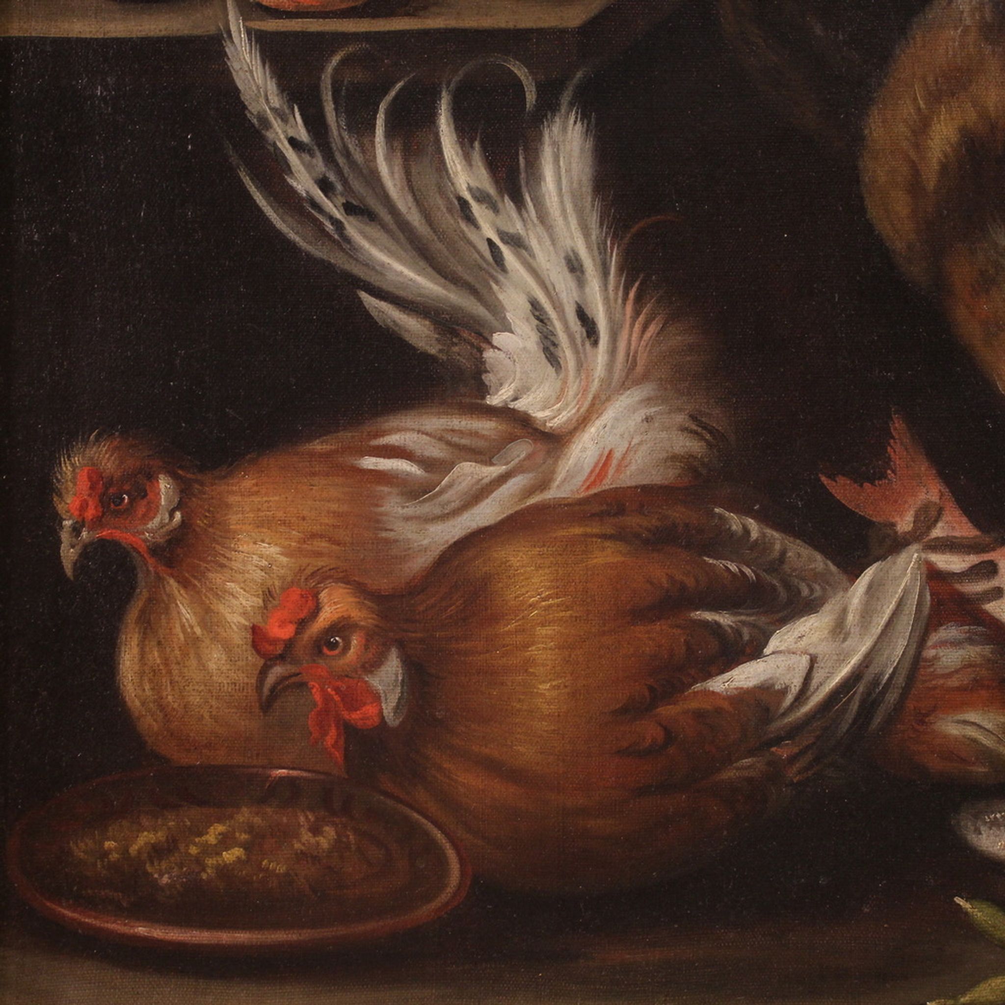 Great 18th century still life with animals, flowers and fruit
