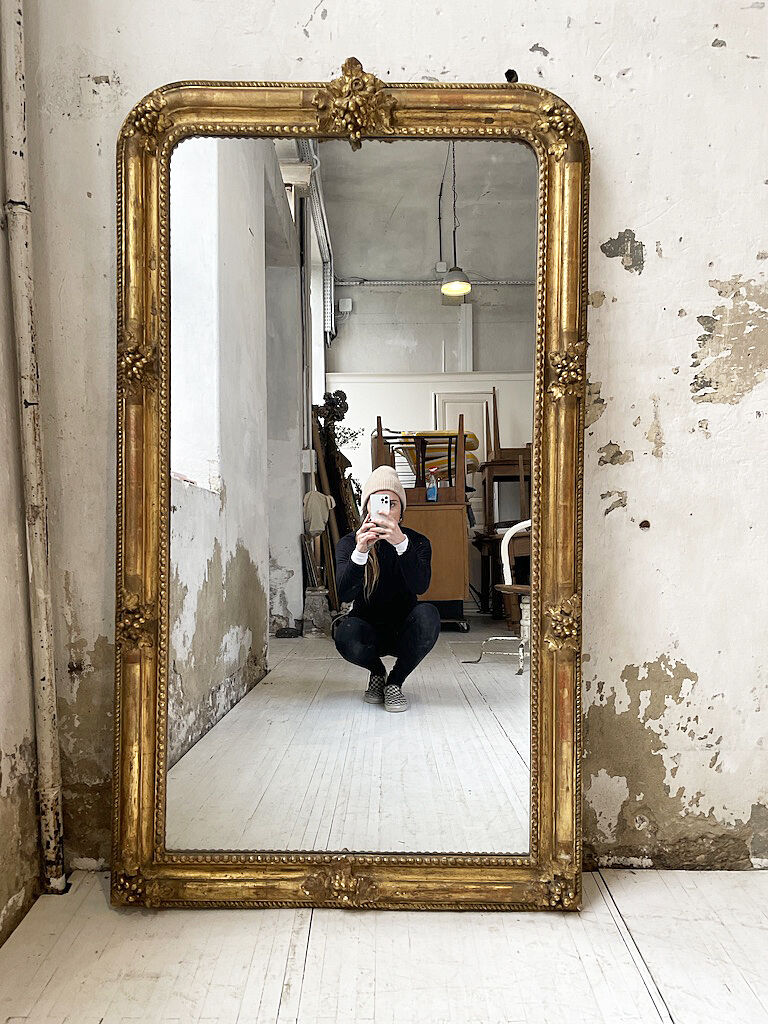 Louis Philippe Flowered Mirror 19th 84x150cm