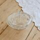 Bonbonnière vintage verre moulé à couvercle – Décor perlé