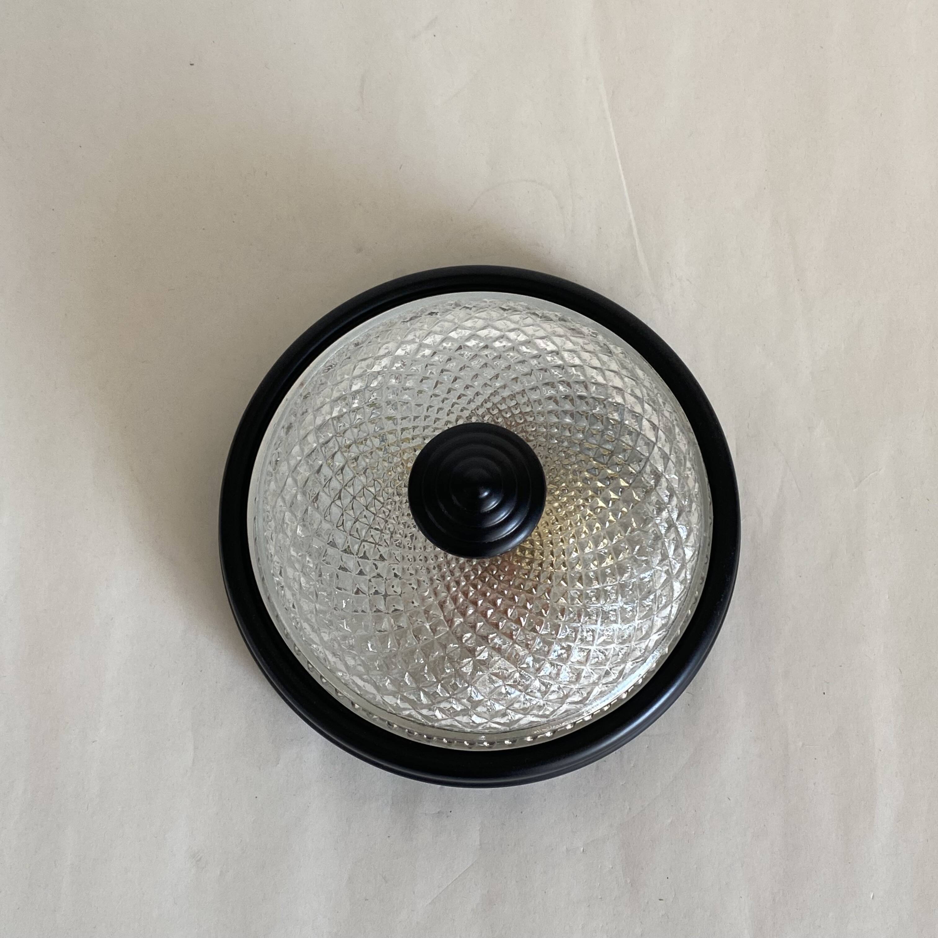 Small glass ceiling light from the 1980s, antique transparent light fixture