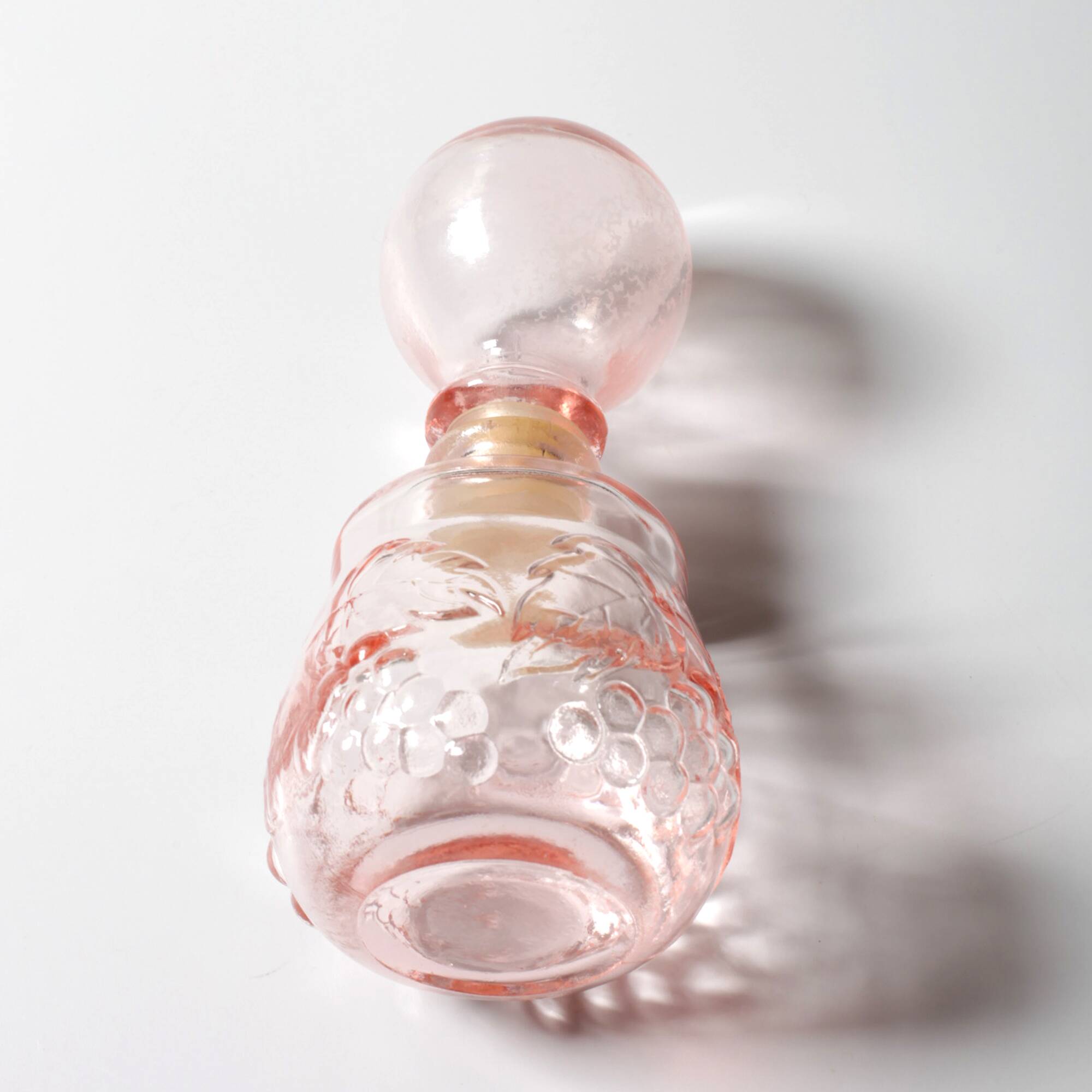 Vintage Small Pink Glass Decanter with Stopper: Mid-Century Empoli Italian