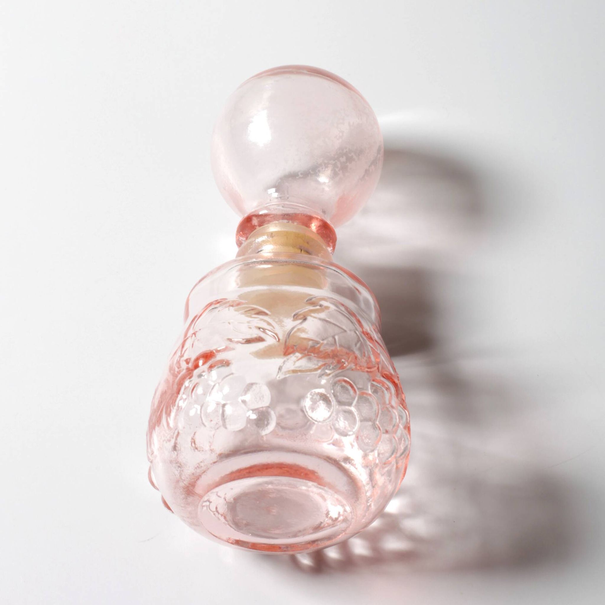 Vintage Small Pink Glass Decanter with Stopper: Mid-Century Empoli Italian