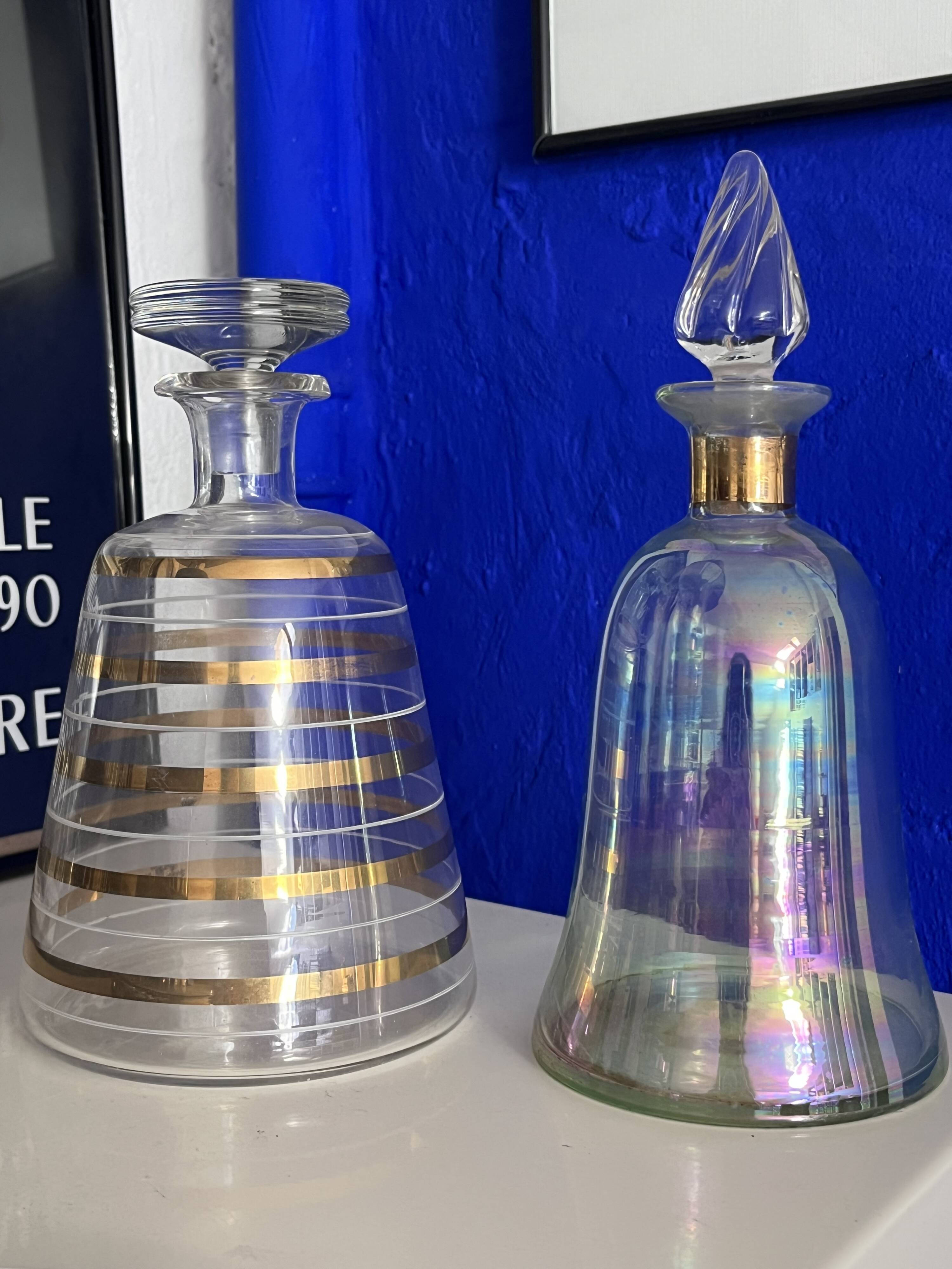 2 vintage Fifties water or wine carafes