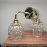 Pair of vintage glass gold wall sconces
