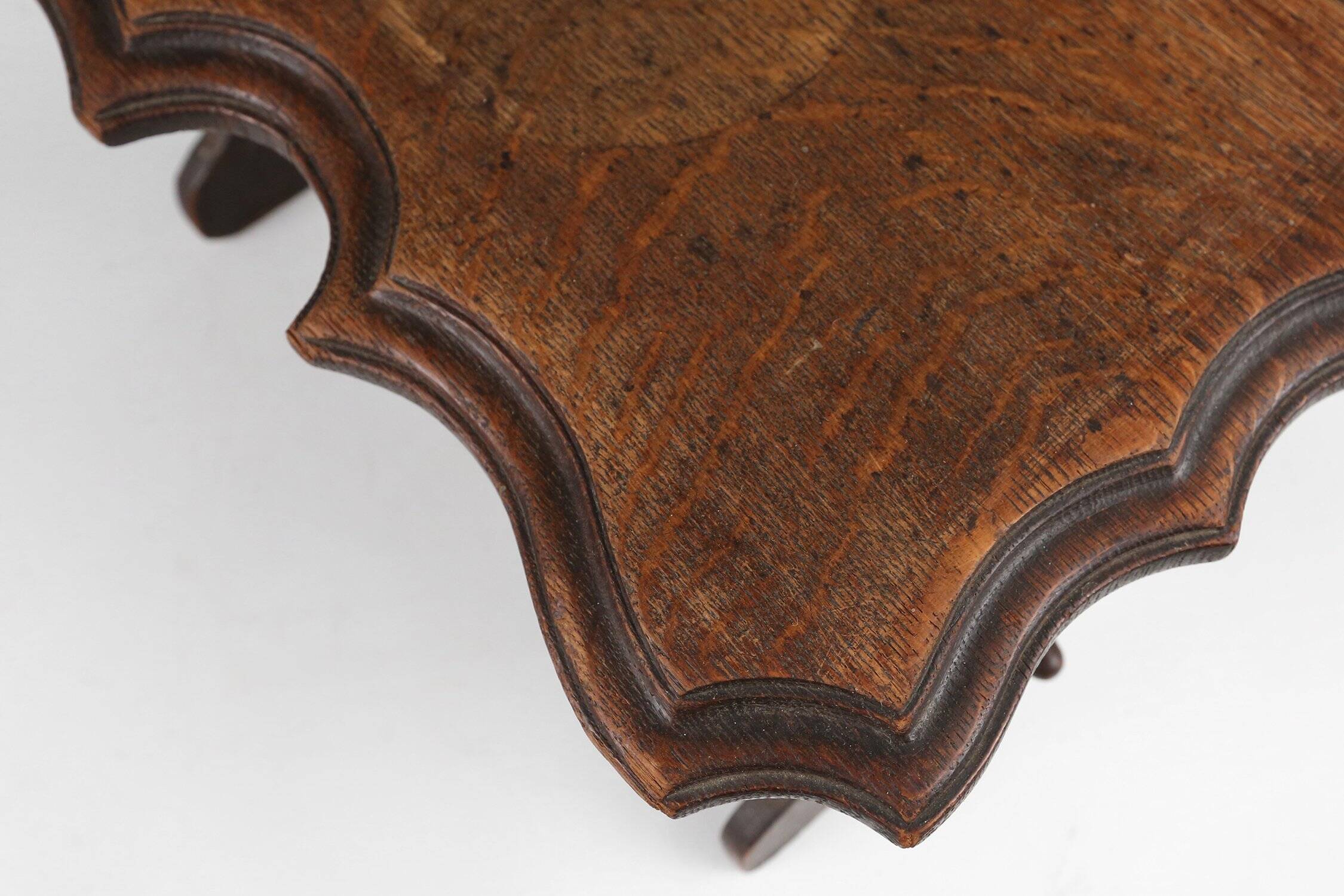 Wooden provincial Rustic Stool, France 1880s