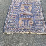 Persian wool rug blue abstract patterns 190x110cm