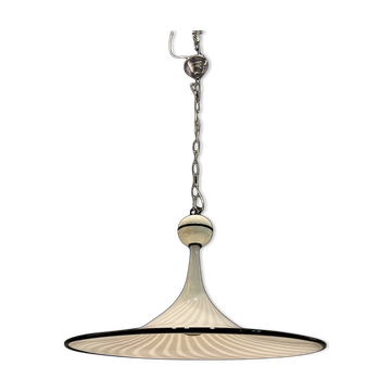 Suspension italien en verre de Murano noir et blanc