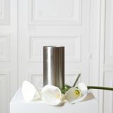 Tubular stainless steel vase, 70s design.