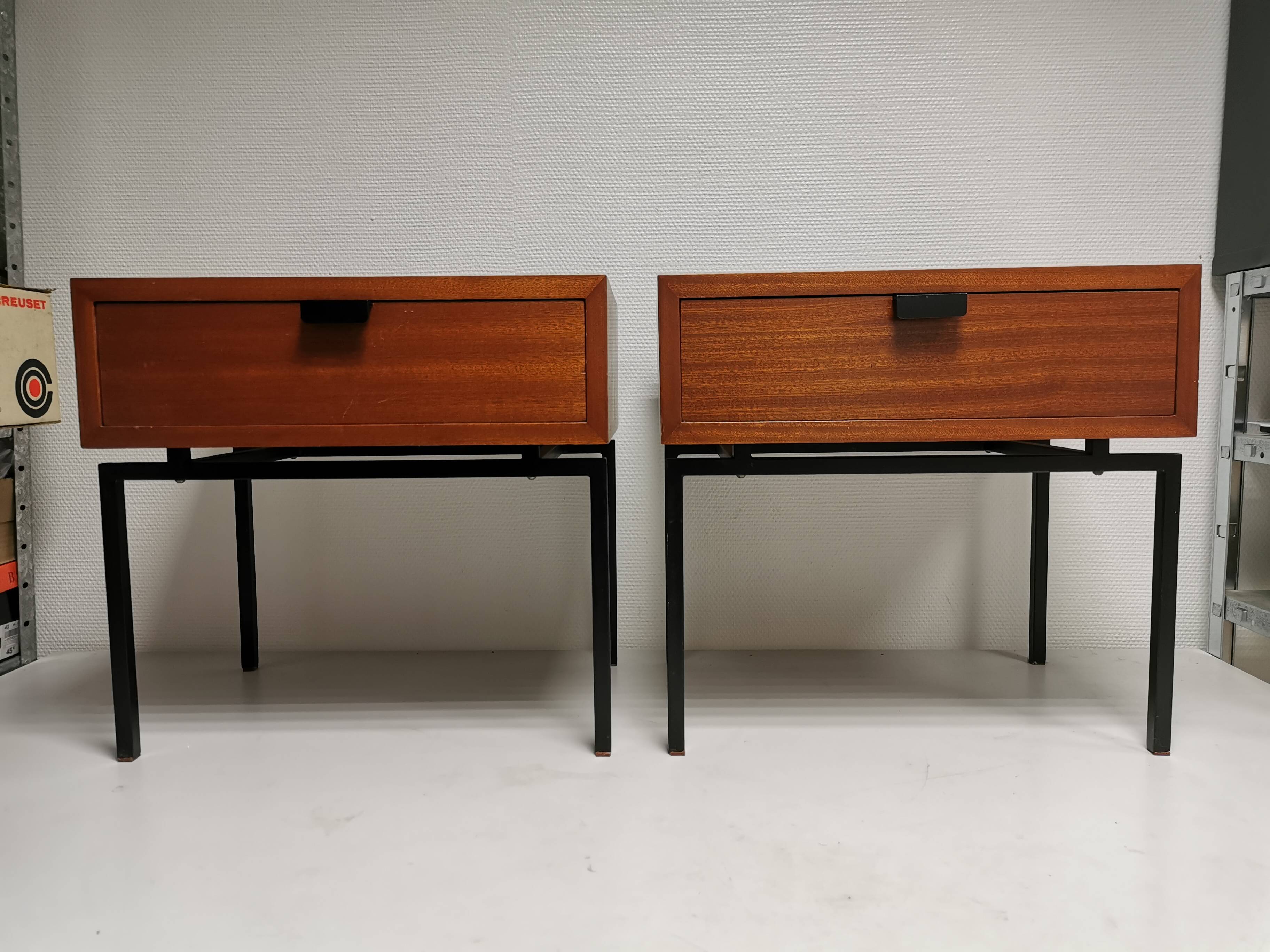 Pair of bedside tables / vintage sofa end, design 50s 60s