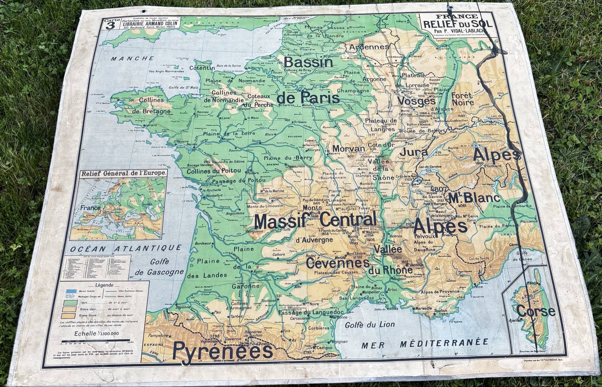 Old school map Vidal-Lablache – France, Relief of the Soil