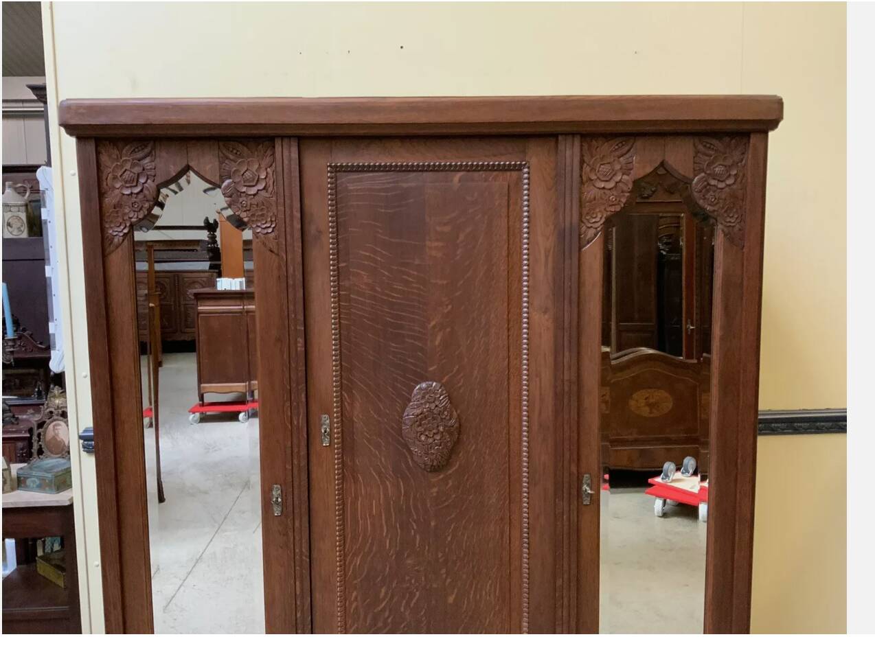 Antique Art Deco wardrobe, clothes cupboard