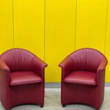 Fauteuil à roulettes en cuir rouge, maison de sede. (prix pour un)