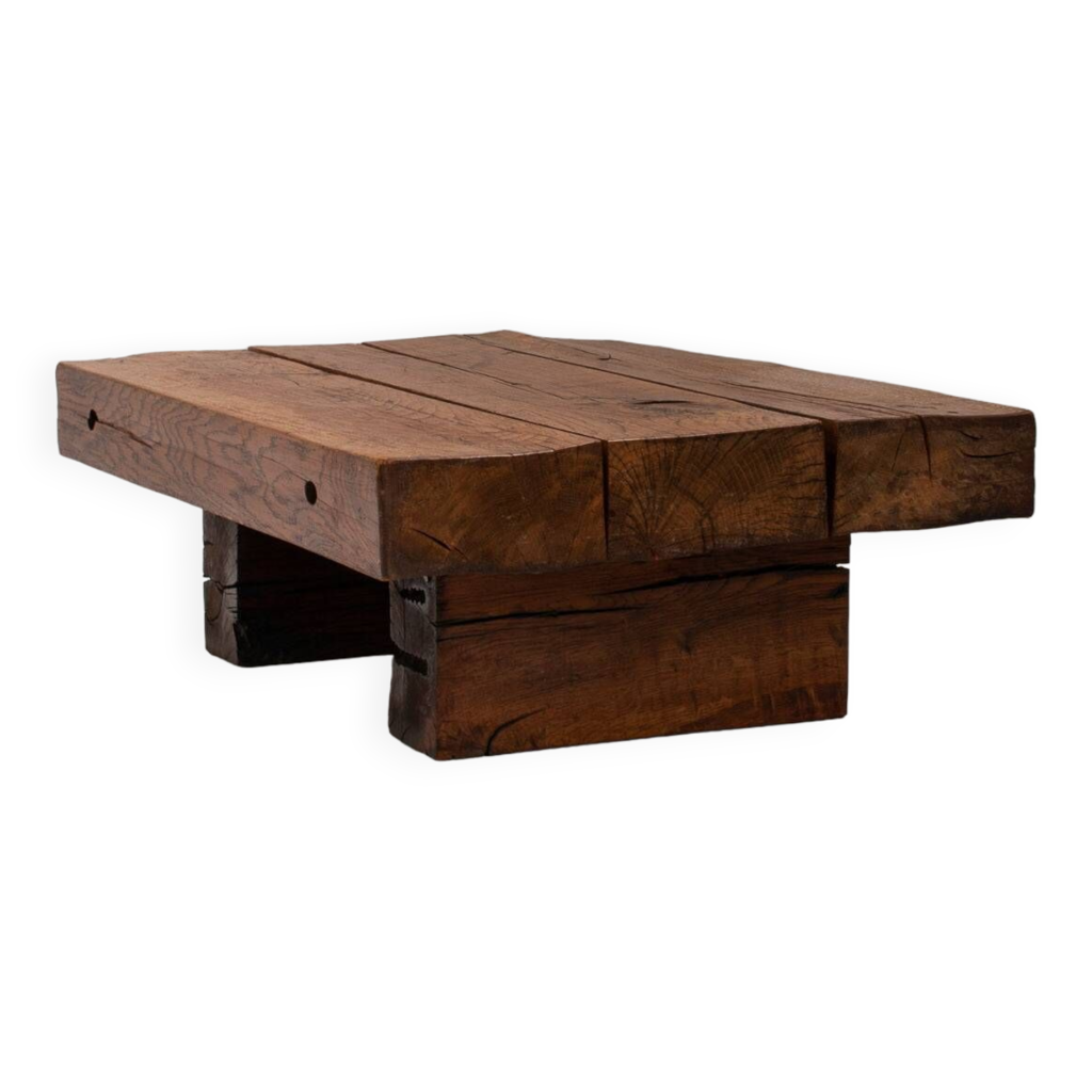 Table basse Wabi Sabi en chêne massif, France, années 1950 | Selency