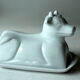 White ceramic butter dish in the shape of a cow, vintage