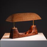 Lampe de bureau de direction rare en bois massif