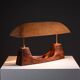 Rare executive desk lamp in solid wood