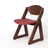 1 of 2 Vintage Italian Chair, 1980s, Dark Beechwood, Burgundy Upholstery