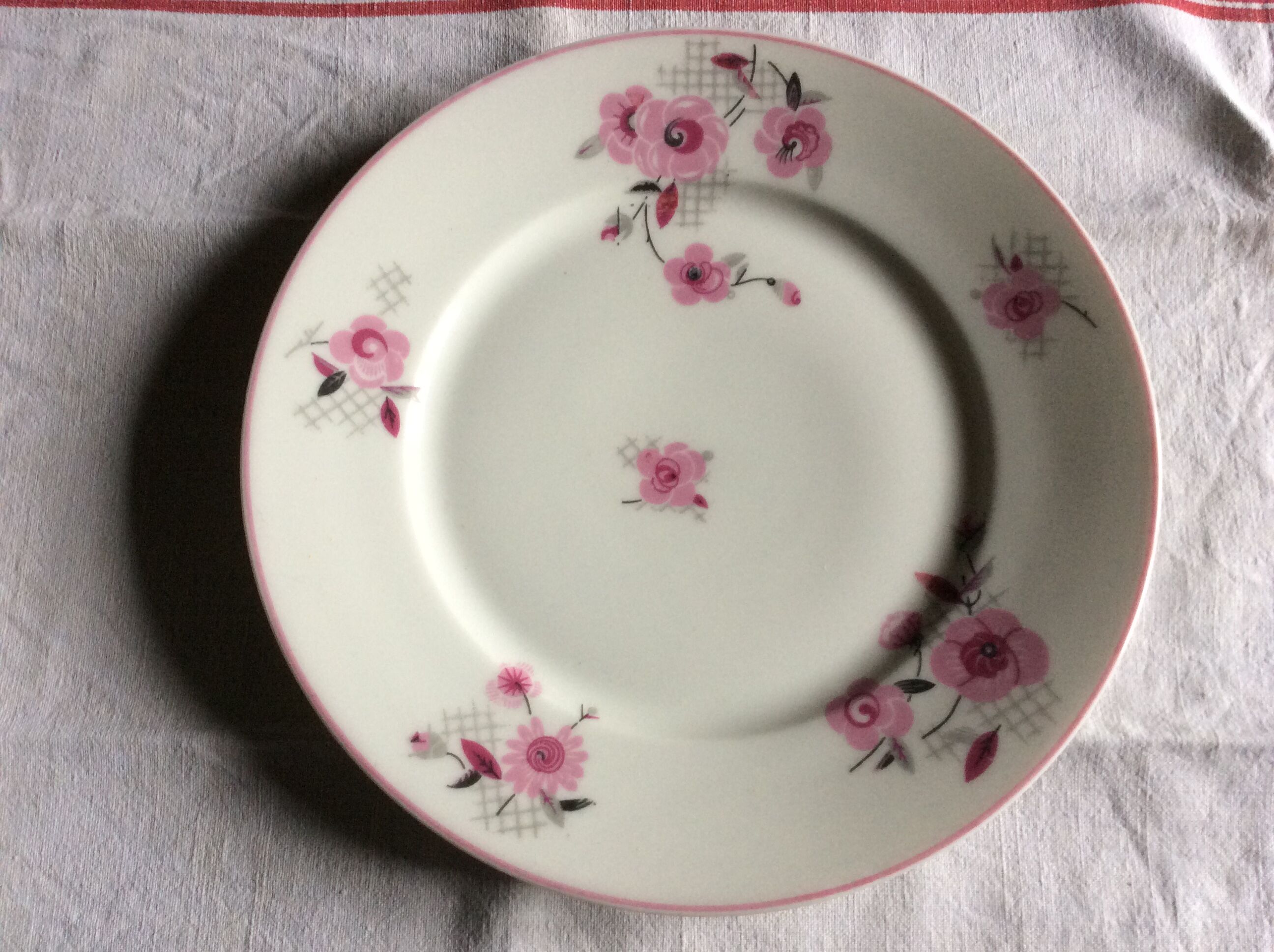 22 flat plates Limoges porcelain, flowers