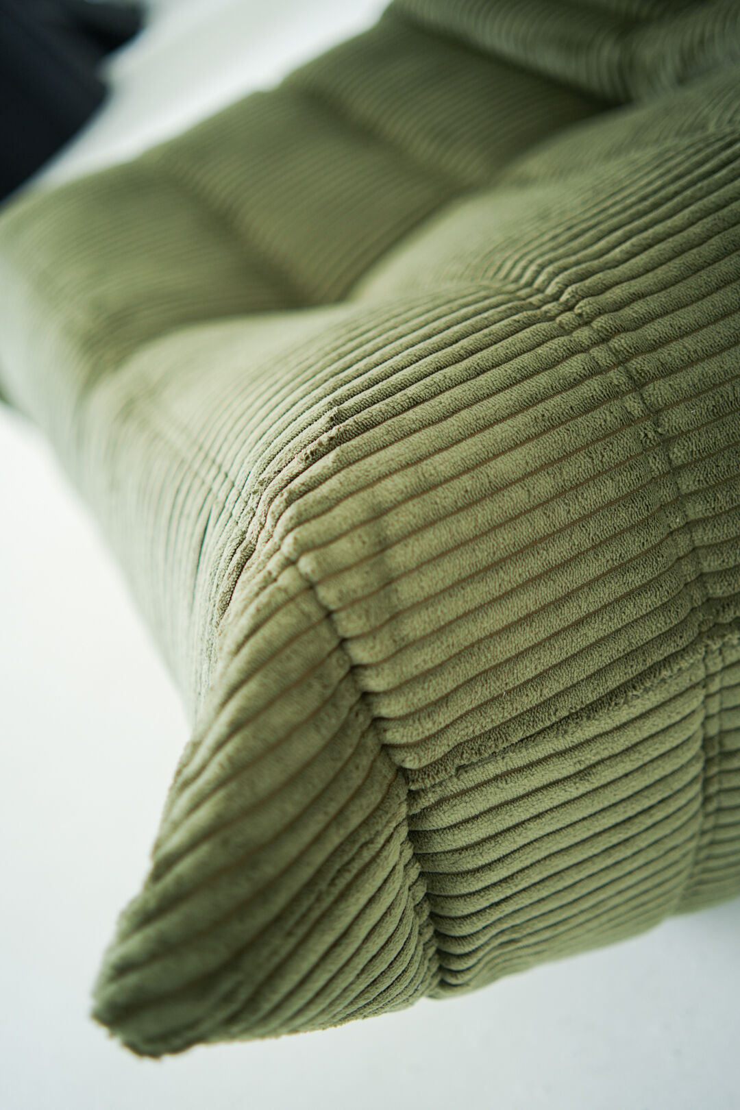 Togo Armchair and Pouf in Khaki wide Corduroy