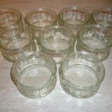 9 ramekins in vintage pressed and molded glass